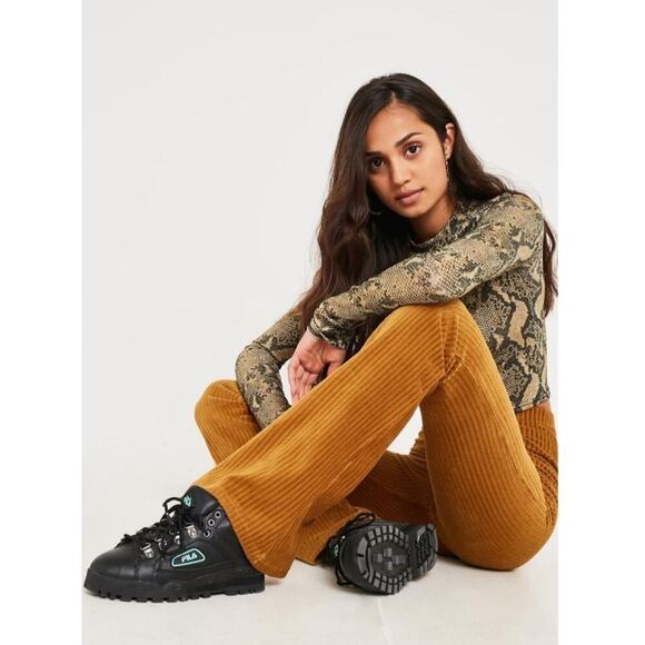 Urban Outfitters Marigold Flare Pants Women's High Waist Ribbed Knit Retro Y2k - Picture 4 of 14